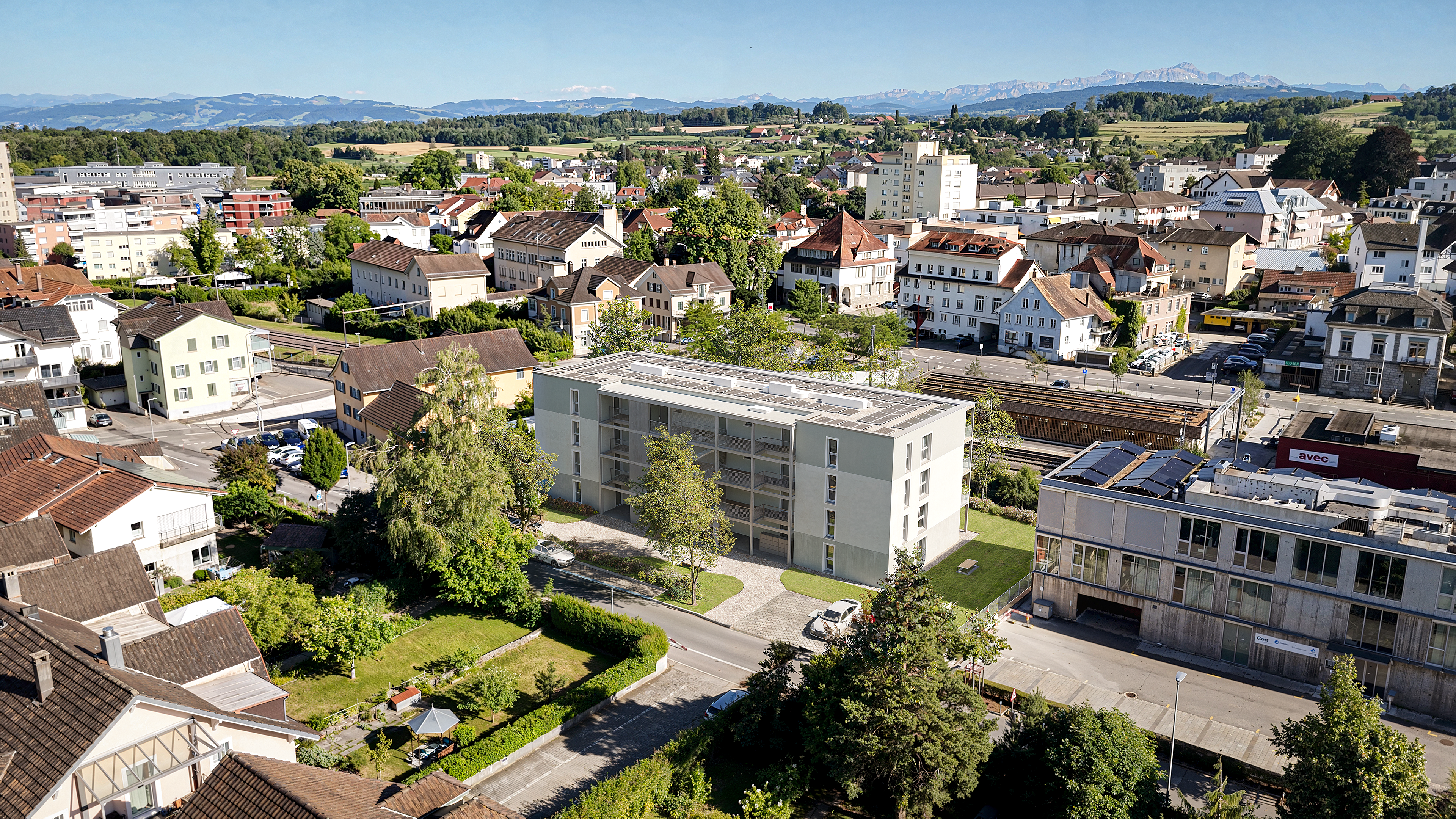 Luftaufnahme Nordstrasse 3 im städtischen Kontext
